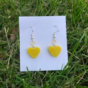 NEW RESIN HANDMADE GOLD HEART EARRINGS JEWELRY